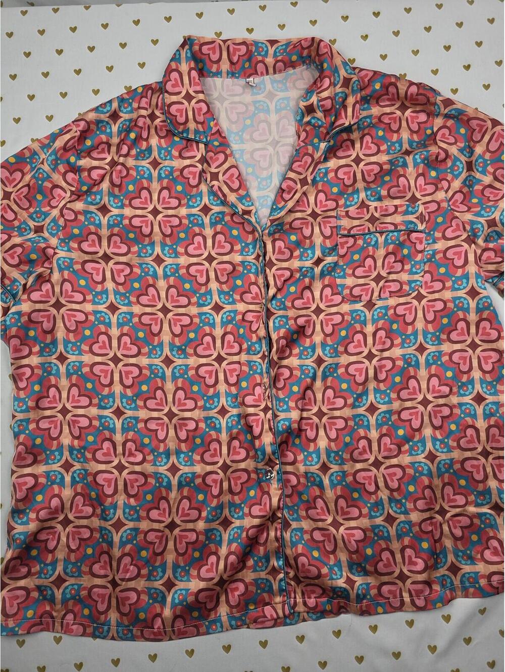 Victorias Secret Satin Pattern Button Up Sleep Shirt Top 2XL XXL